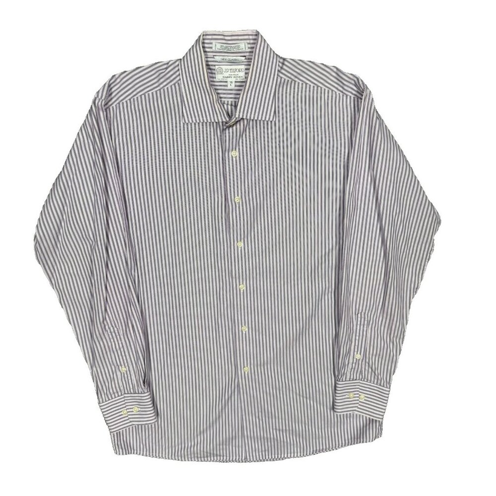 Harry Rosen Dress Shirt Striped Cotton Long Sleeve Classic Fit 41 16 Large